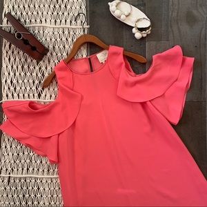 Kate Spade Pink Cold Shoulder Crepe Dress